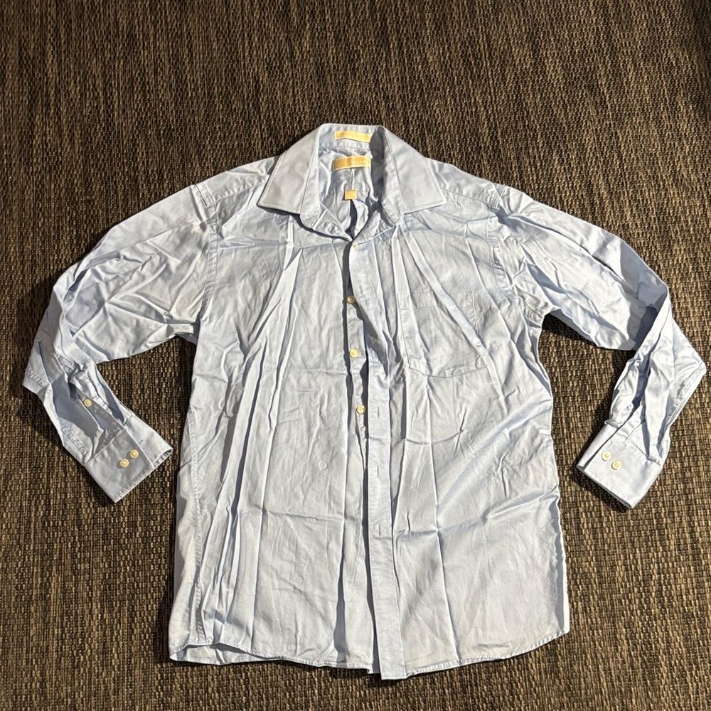Michael Michael Kors Button Up Long Sleeve Shirt Blue Neck 15.5"